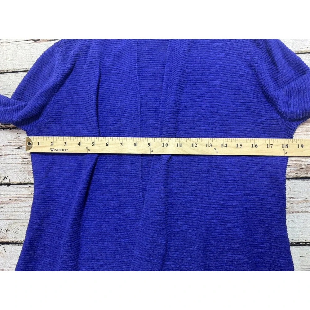 Eileen Fisher Cotton Linen Blend Purple Open Cardigan Sweater 3/4 Sleeves Sz M